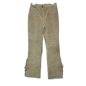 Together Women’s Vintage Genuine Suede Pants size 10 Fringe Trim Straight NWOT